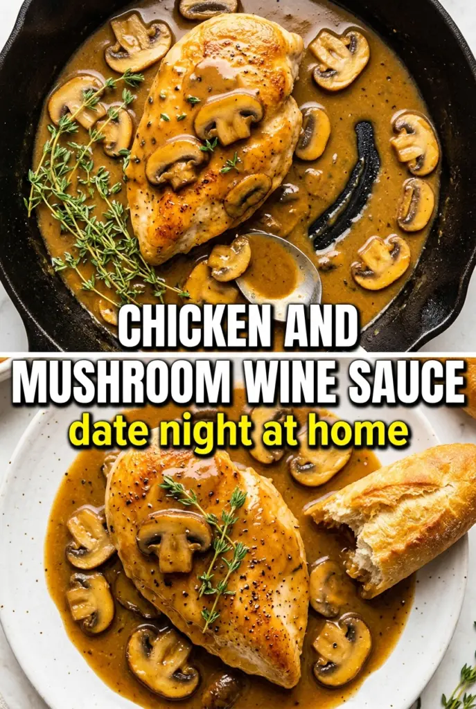Skillet Chicken and Mushroom Wine Sauce