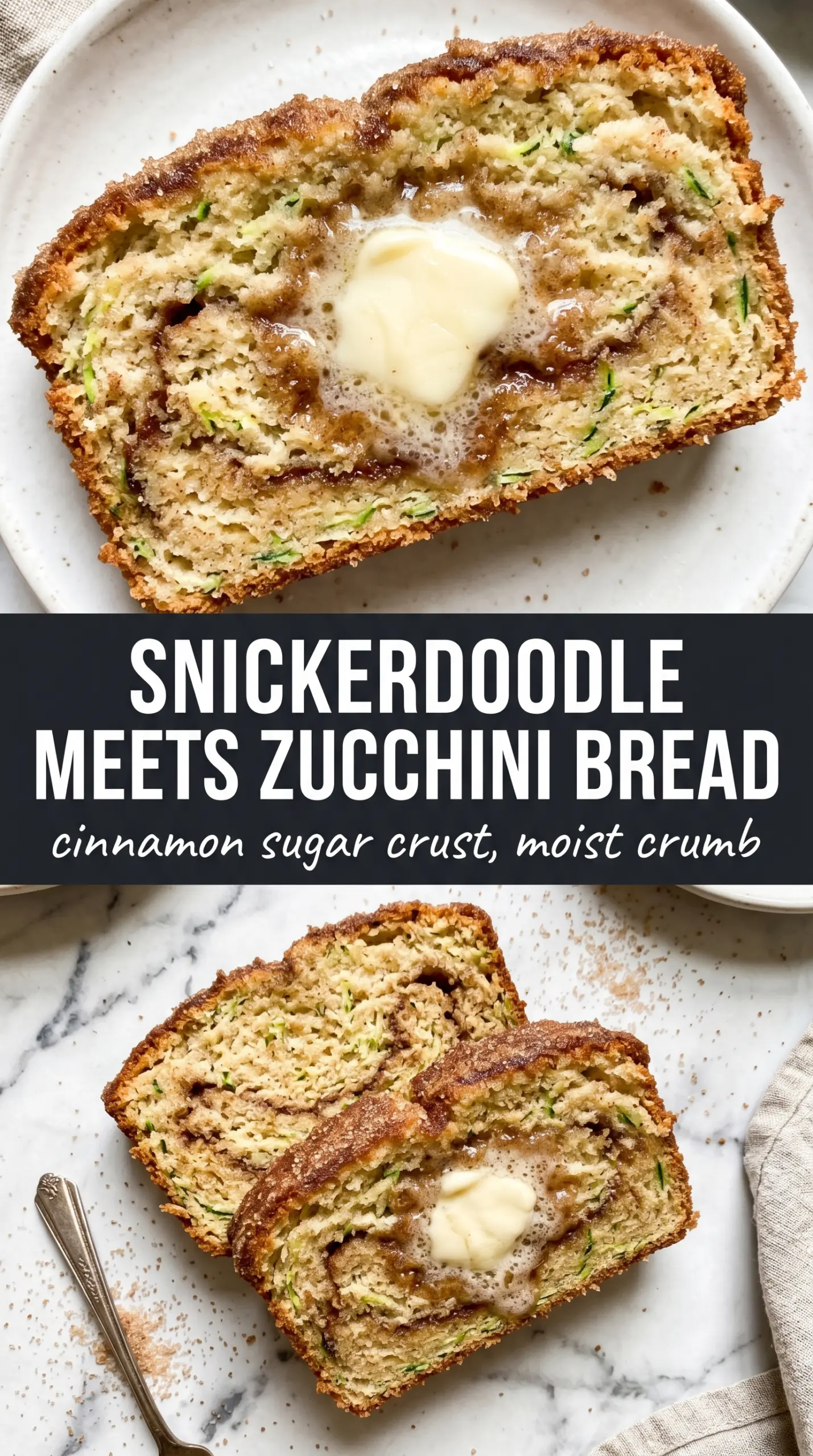 Snickerdoodle Zucchini Bread crackled cinnamon sugar loaf