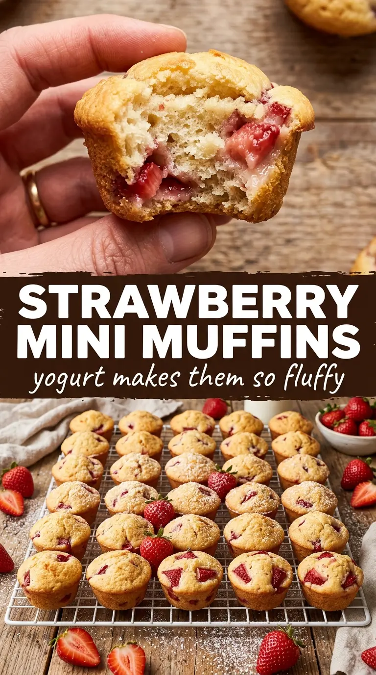 Strawberry Yogurt Mini Muffins soft berry-speckled