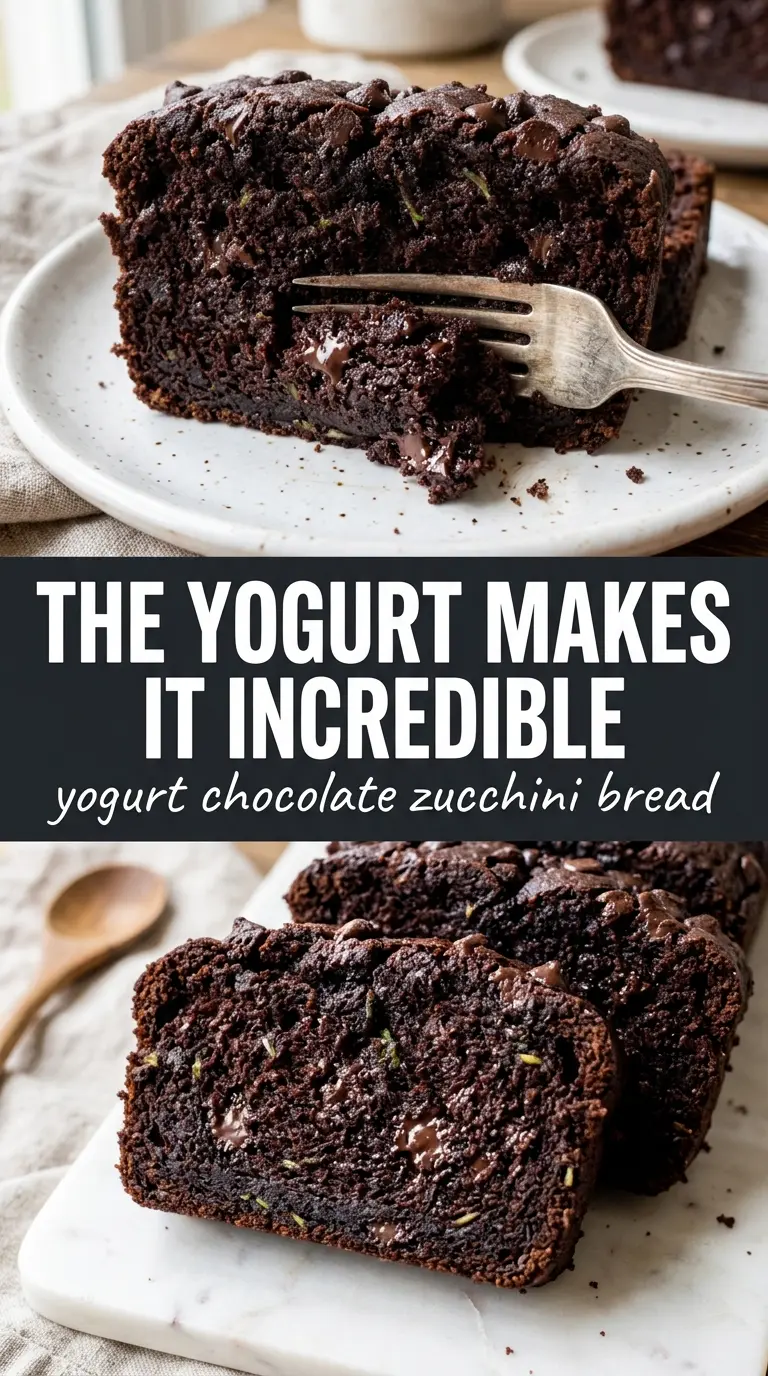 Yogurt Chocolate Zucchini Bread moist chocolate crumb