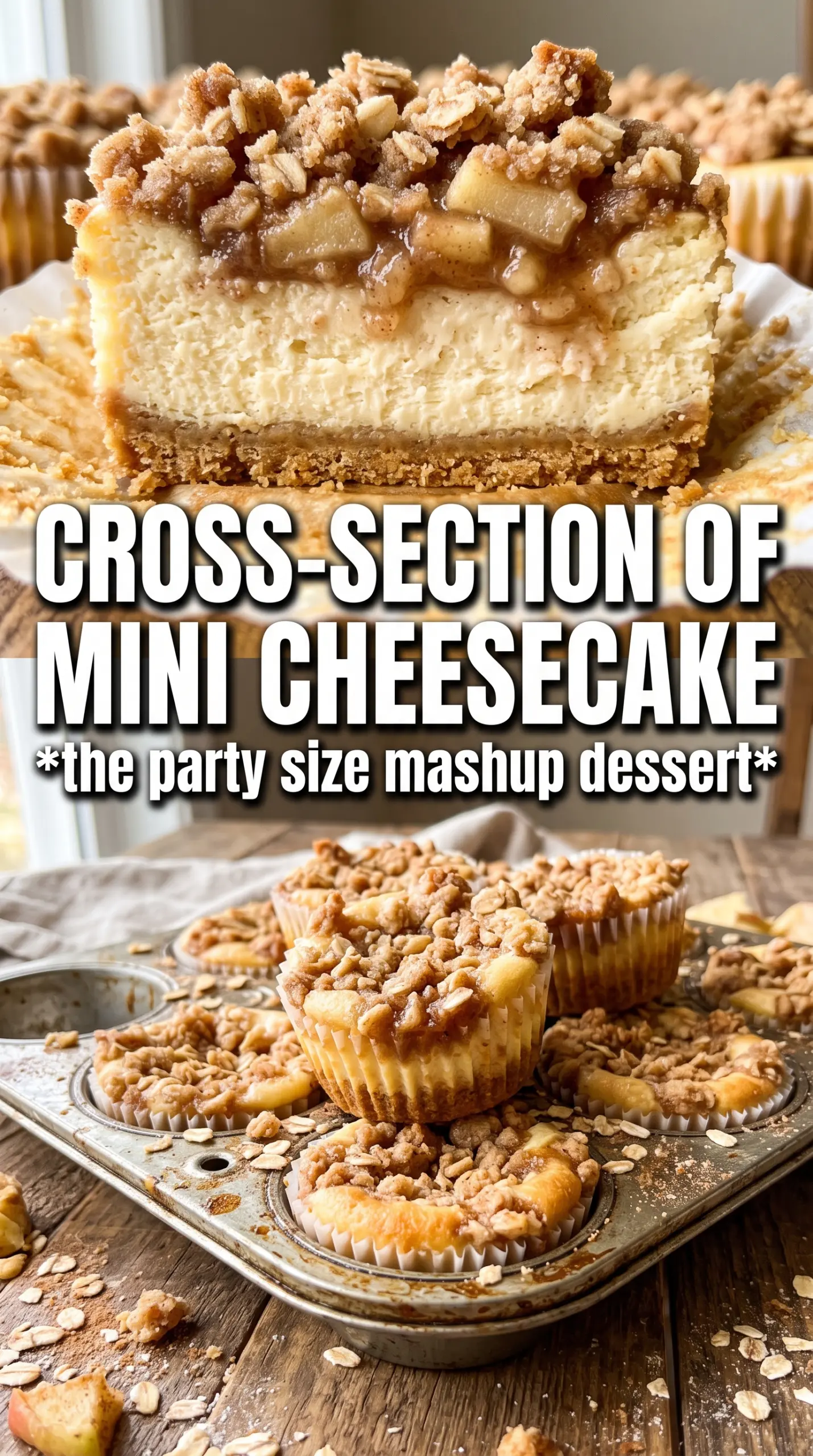 Apple Crisp Mini Cheesecakes creamy spiced crumbly