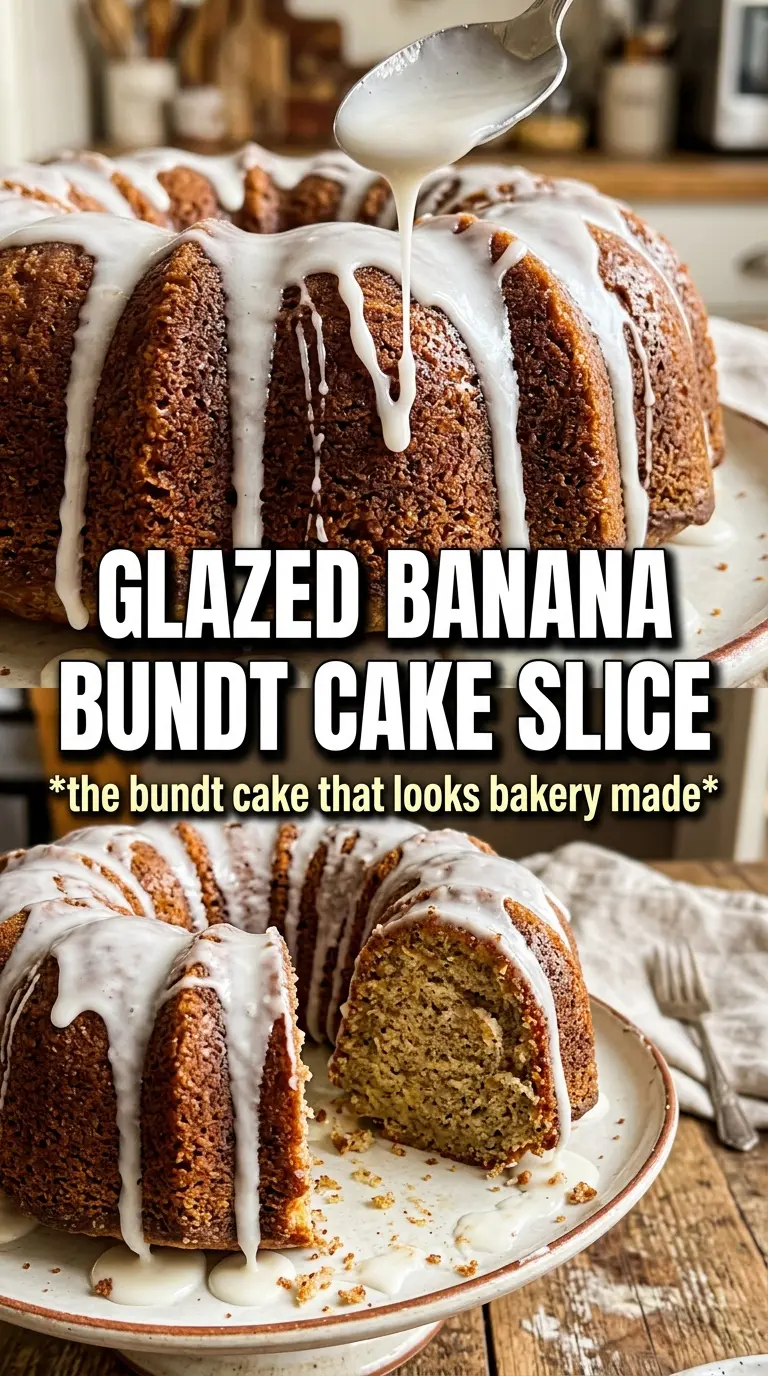Banana Bundt Cake moist glazed