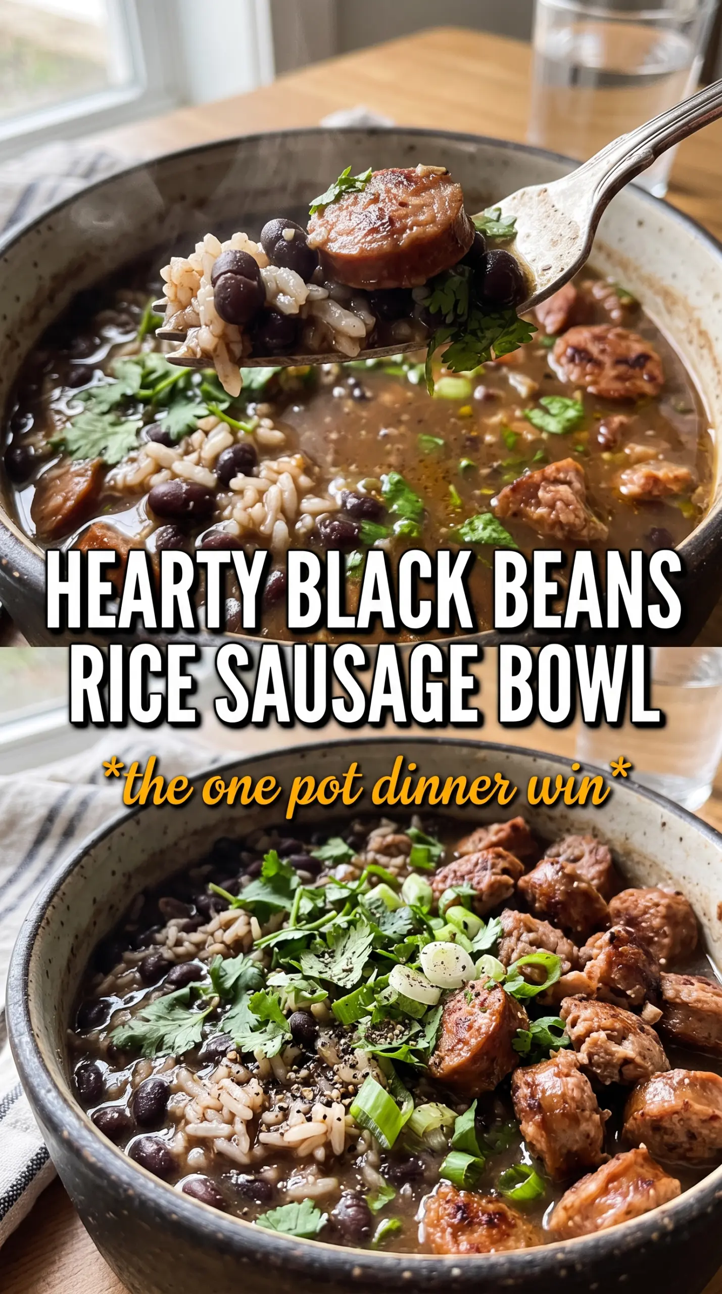 Black Beans and Rice with Sausage smoky one-pot