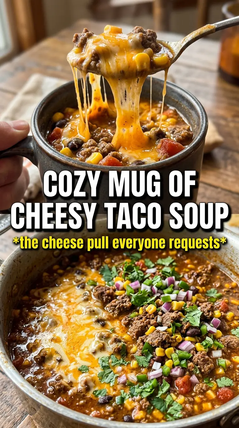 Cheesy Taco Soup cheesy beefy jalapeño-topped