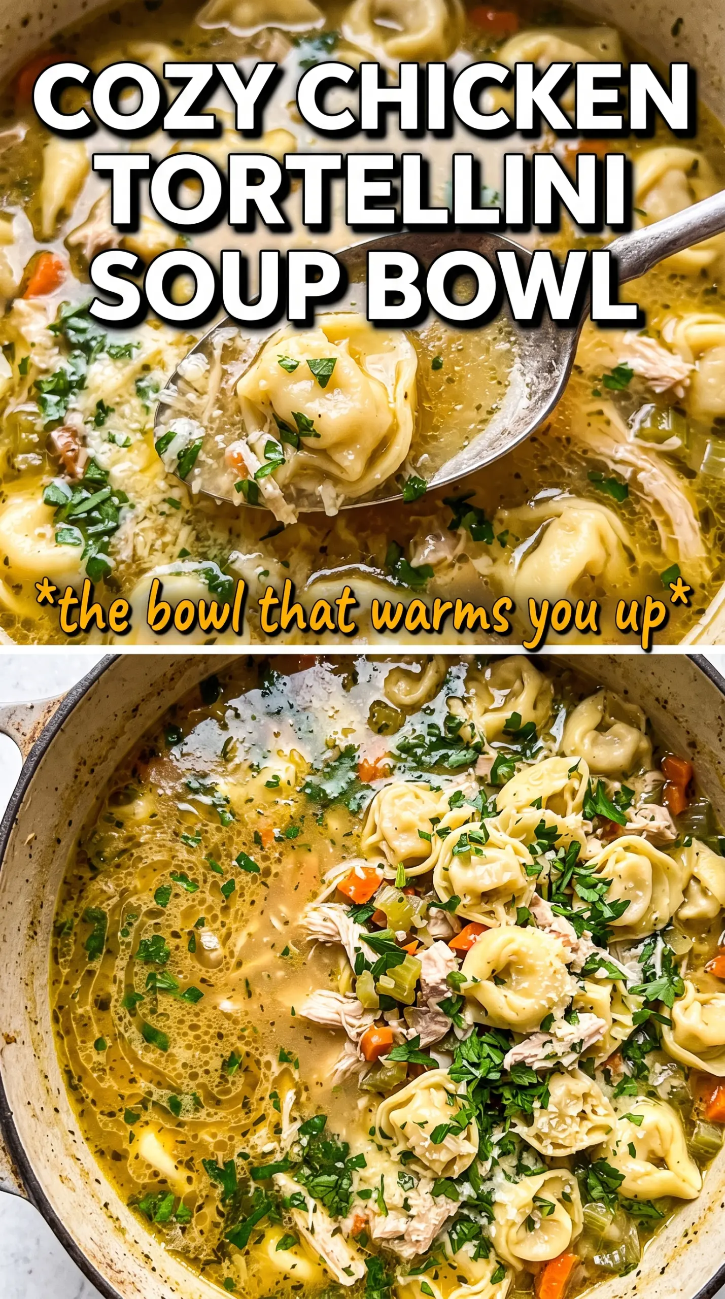 Chicken Tortellini Soup golden broth tortellini basil