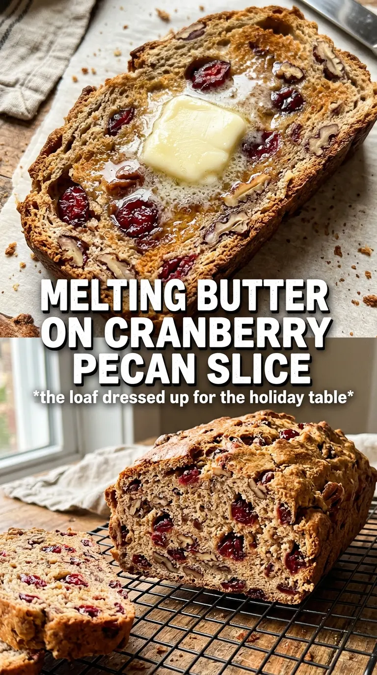 Cranberry Pecan Pumpkin Bread with orange glaze, moist crumb, jeweled cranberries