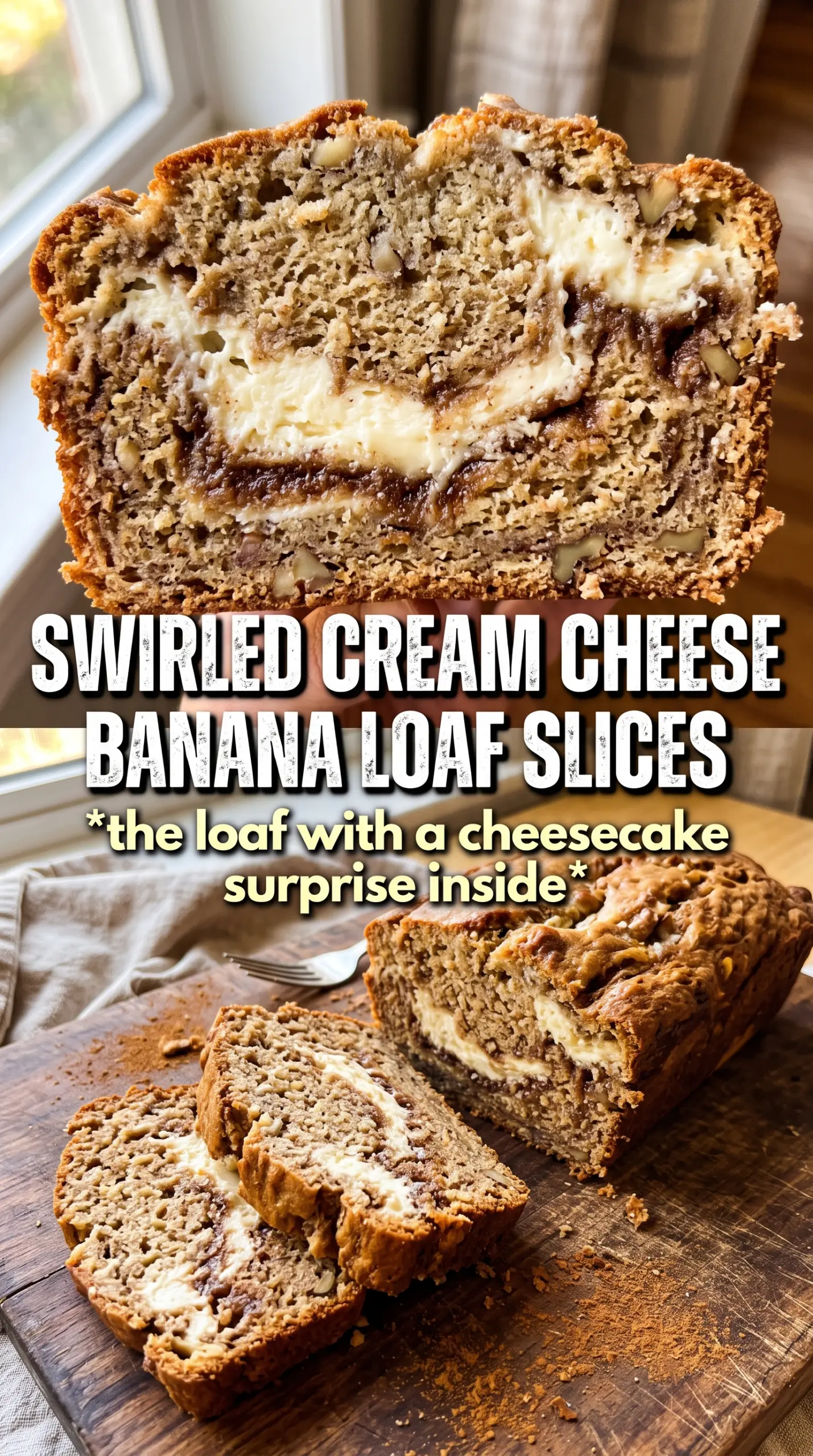 Cream Cheese Cinnamon Swirl Banana Bread creamy swirled bakery-style