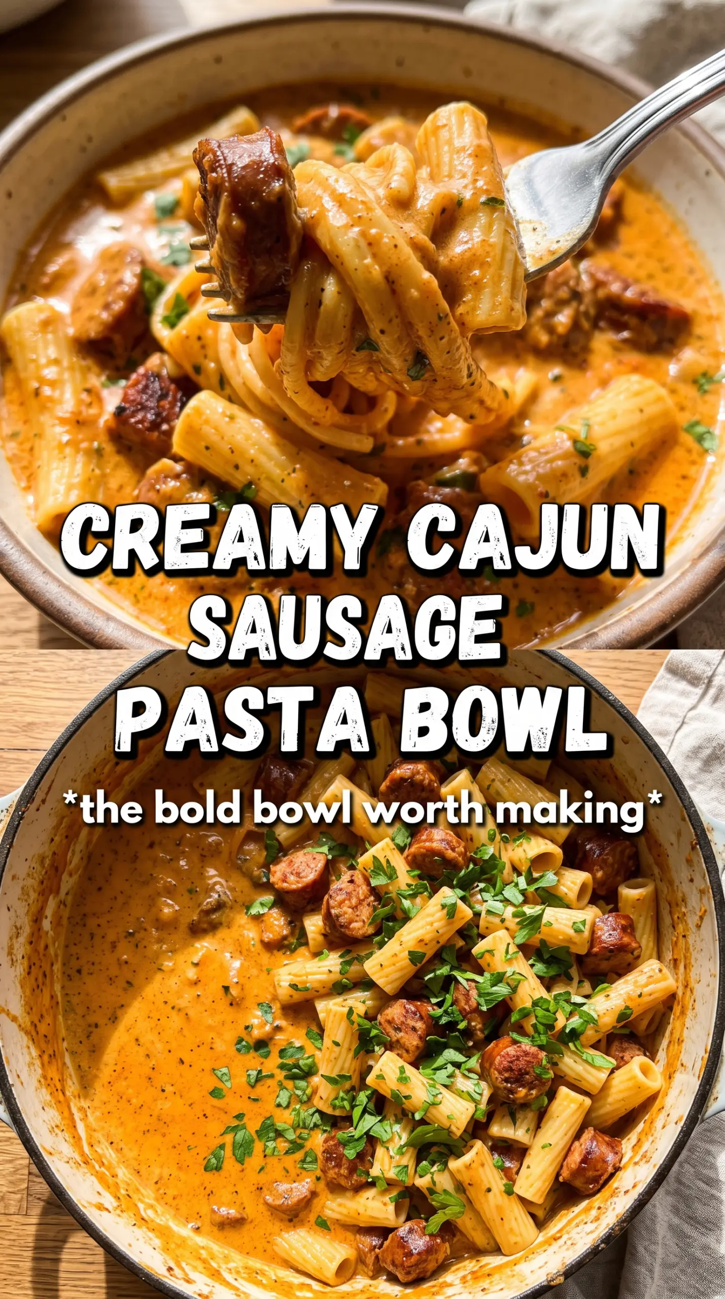 Creamy Cajun Sausage Pasta, smoky creamy skillet, colorful peppers