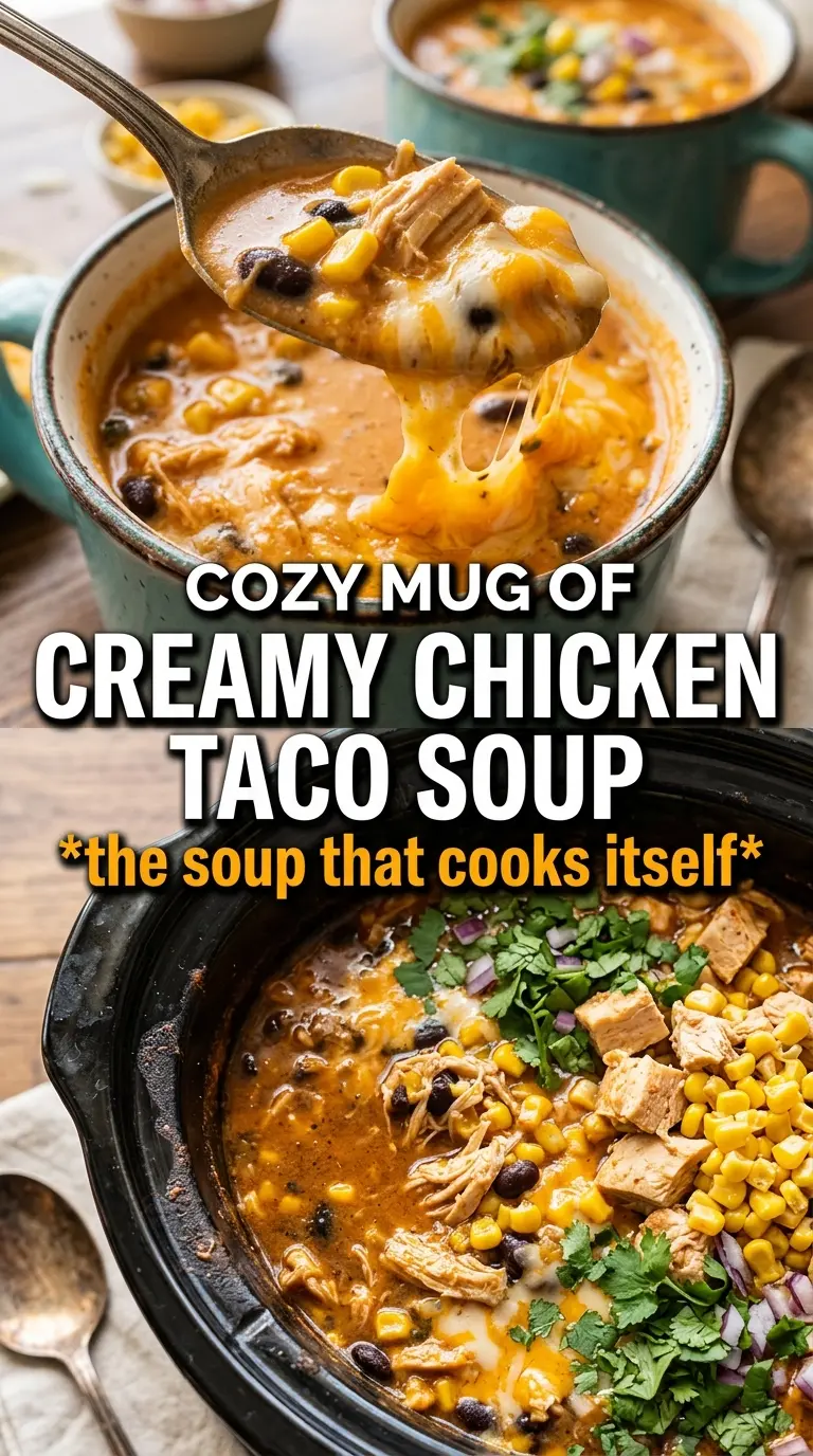 Crockpot Creamy Chicken Taco Soup creamy Tex-Mex
