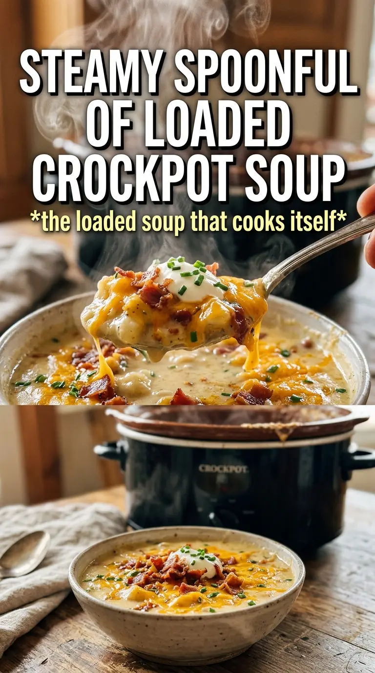 Crockpot Loaded Baked Potato Soup creamy cheesy hearty
