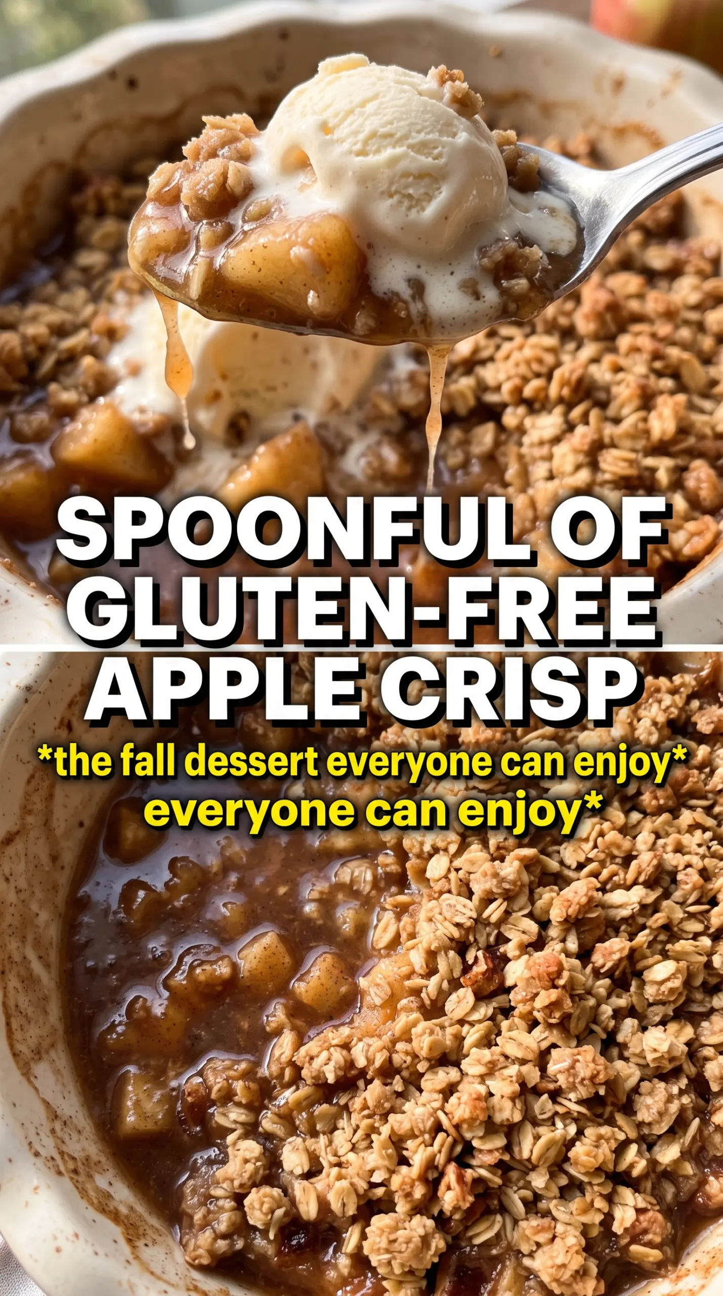 Gluten-Free Apple Crisp golden crumble, cinnamon apples