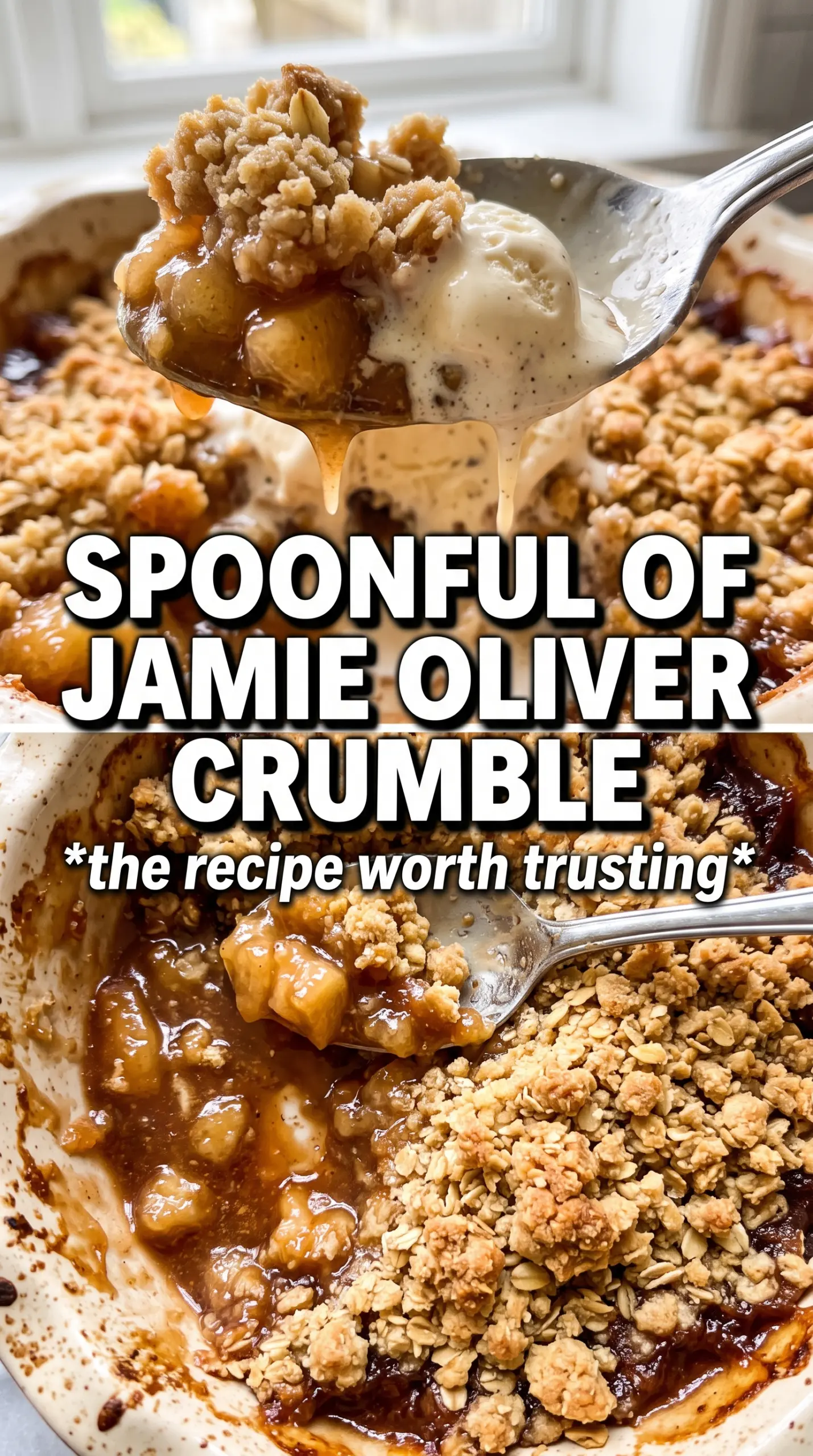 Jamie Oliver apple crumble golden crunchy bubbling