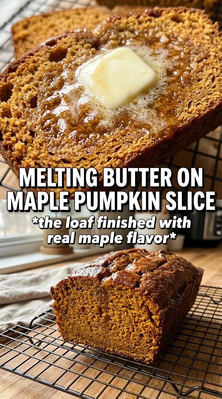 Maple pumpkin bread sliced, glazed, pepitas