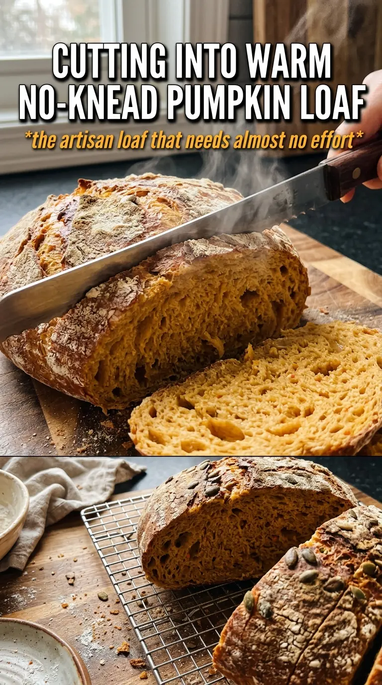 No-Knead Pumpkin Bread rustic golden crust tender crumb
