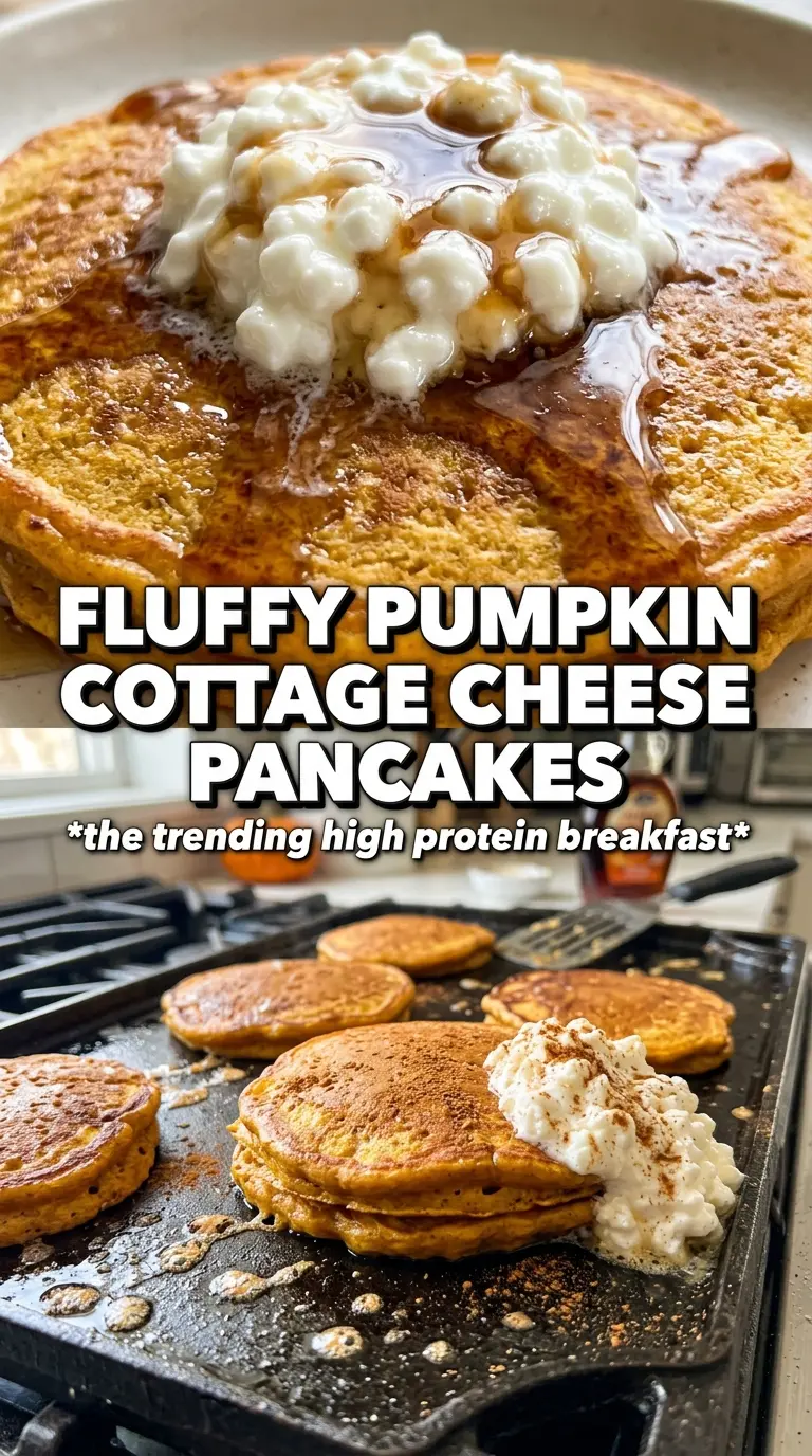 Pumpkin Cottage Cheese Pancakes fluffy maple pecans