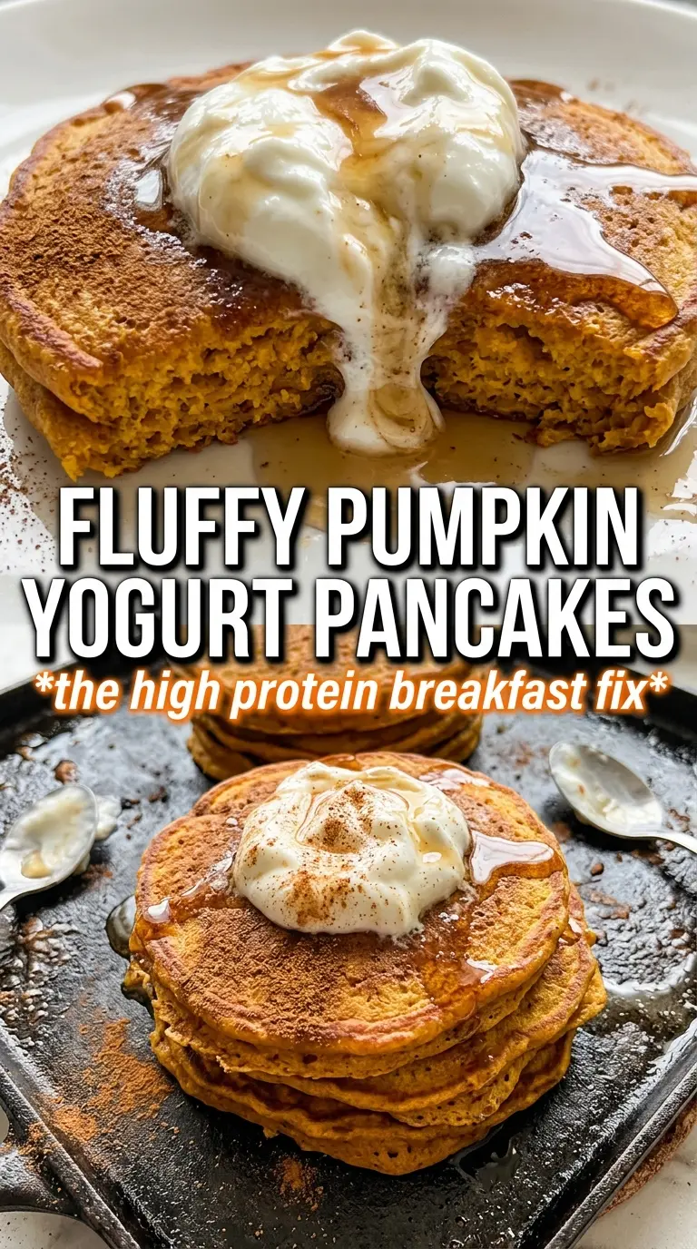 Pumpkin Greek Yogurt Pancakes fluffy golden