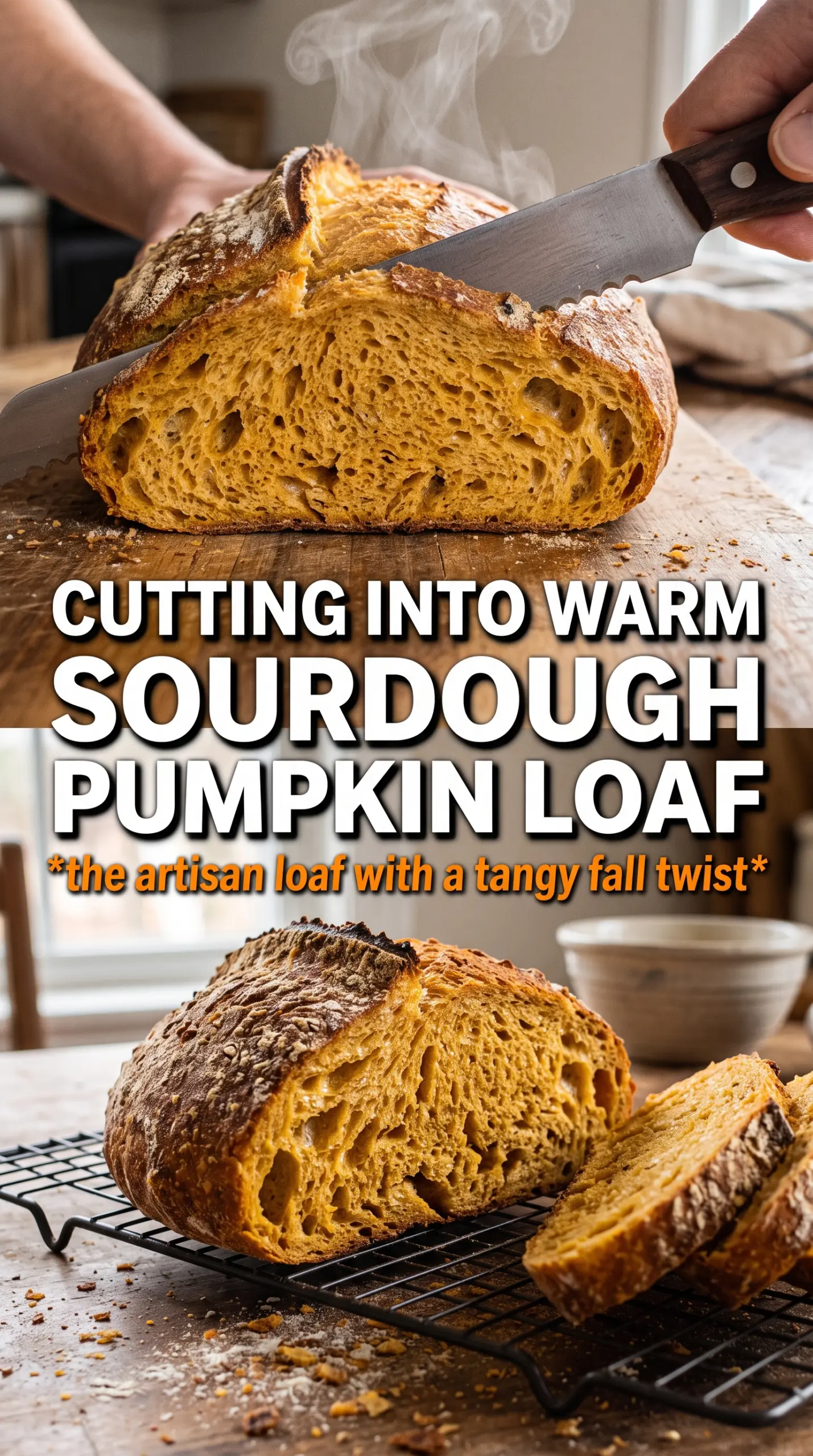 Pumpkin Sourdough Bread rustic golden-orange artisan loaf