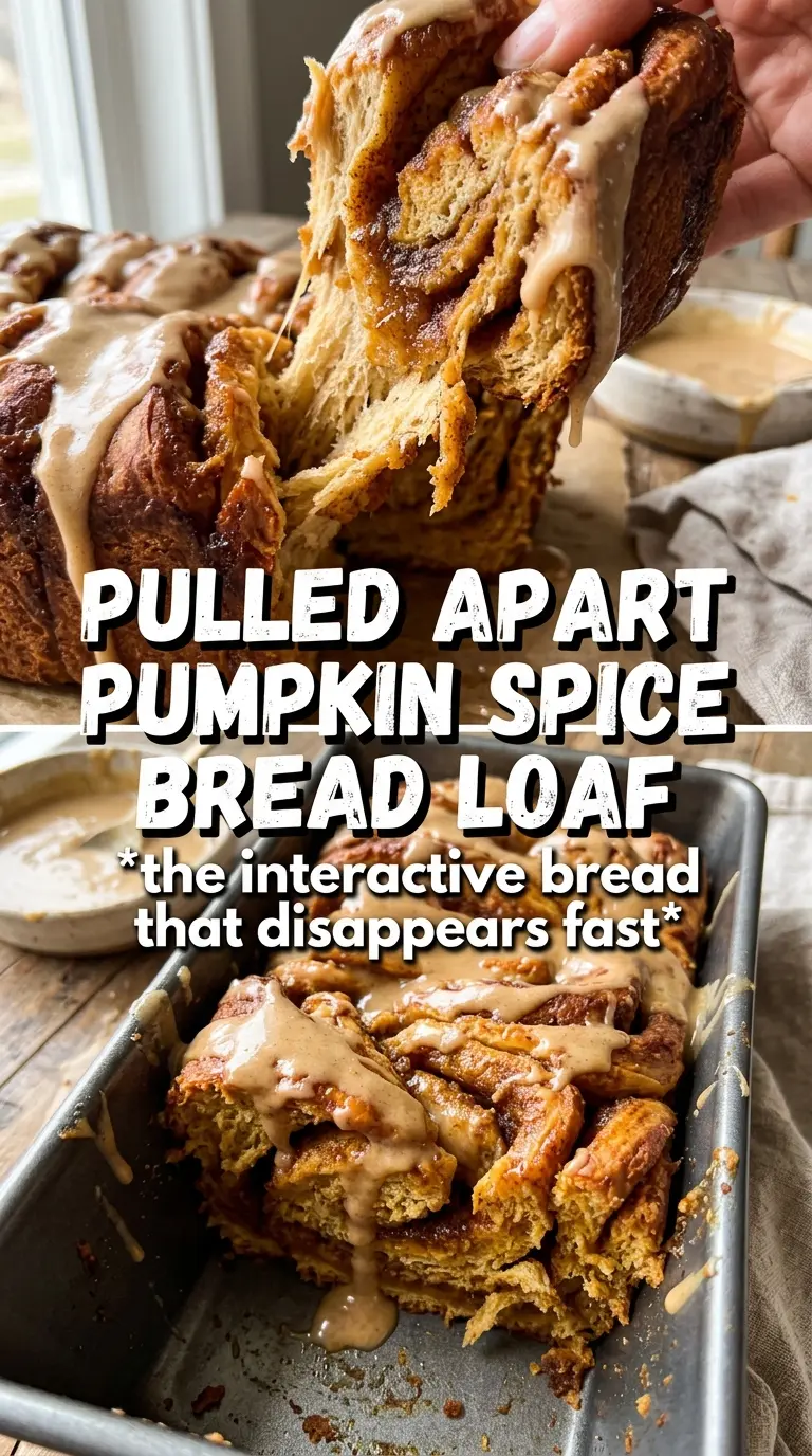 Pumpkin Spice Pull Apart Bread layered spiced loaf glaze