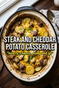 Slow Cooker Steak and Cheddar Potato Casserole