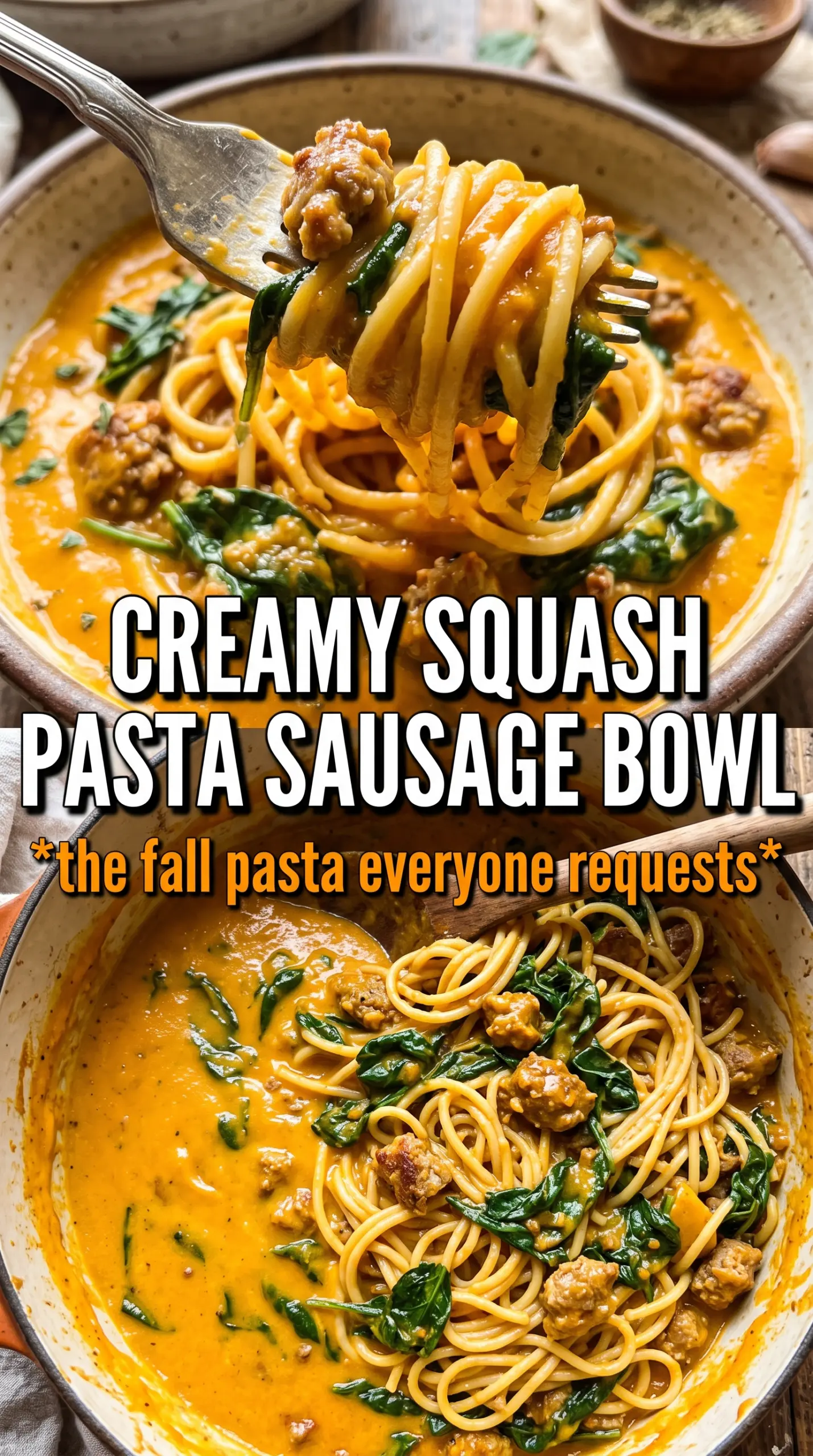 Creamy Butternut Squash Pasta With Sausage And Spinach, creamy, savory, vibrant