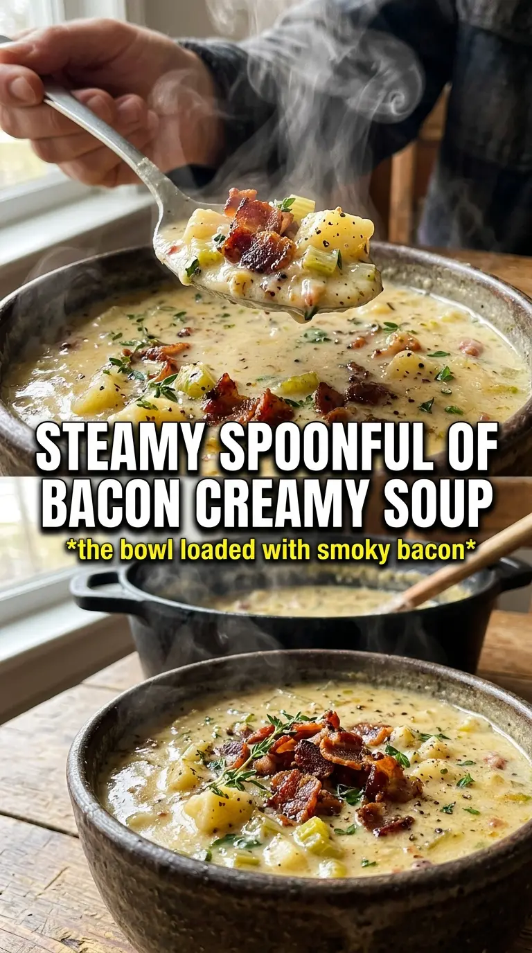 Creamy Potato Soup With Bacon creamy, hearty, bacon-topped