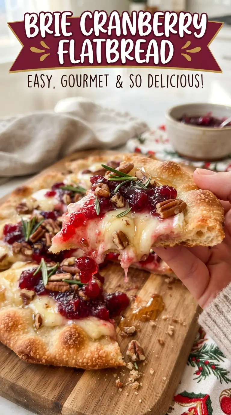 Brie Cranberry Flatbread golden melty crisp