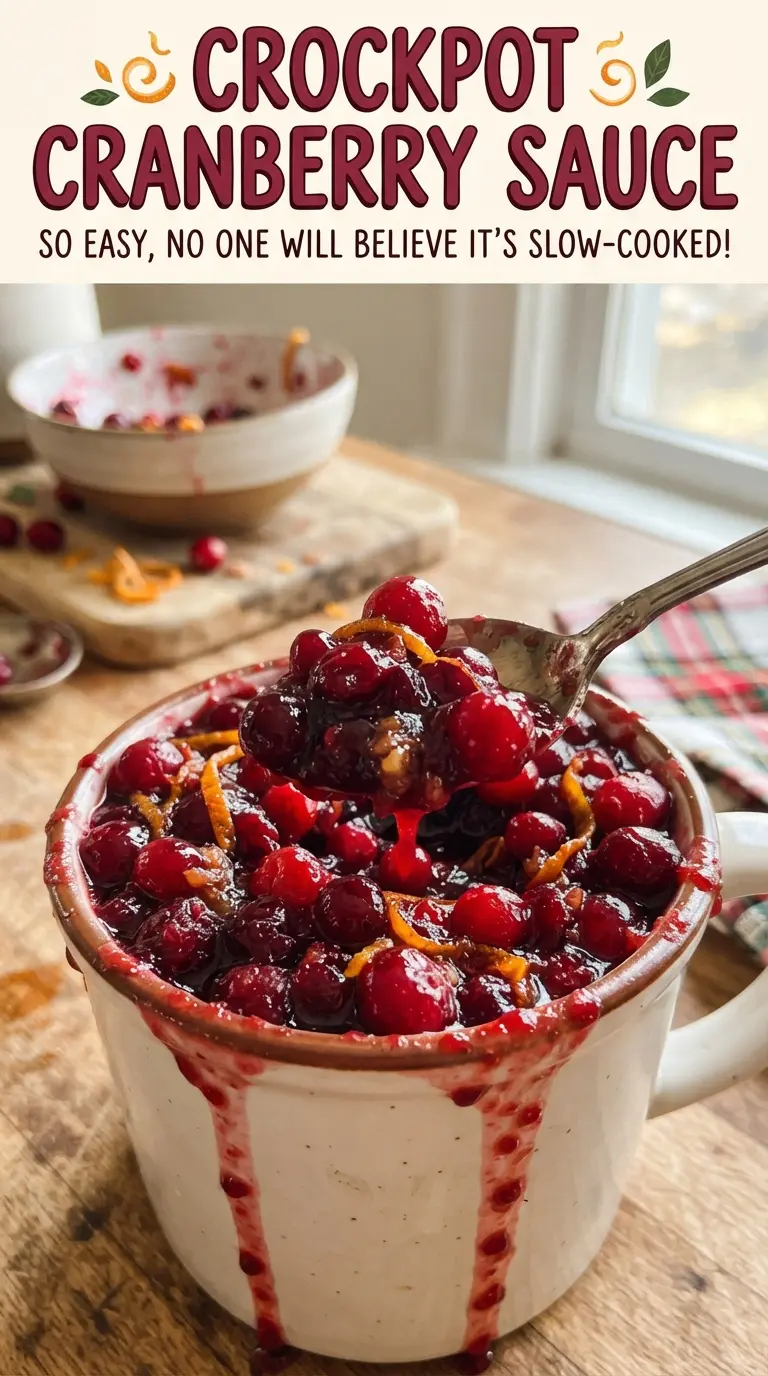 Crockpot Cranberry Sauce glossy orange cinnamon