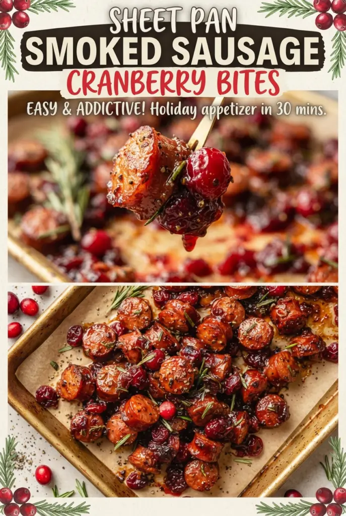 Sheet Pan Smoked Sausage Cranberry Bites