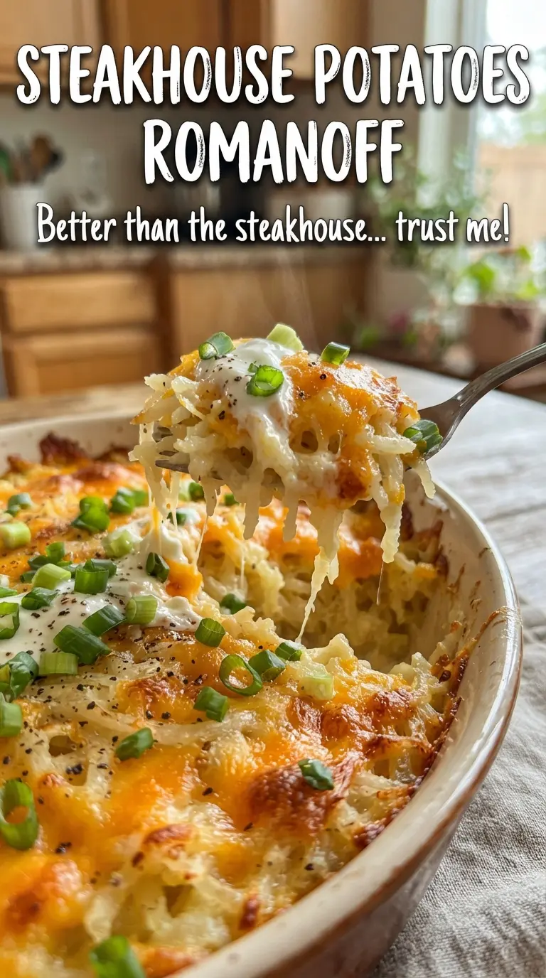 Steakhouse Potatoes Romanoff creamy cheddar casserole